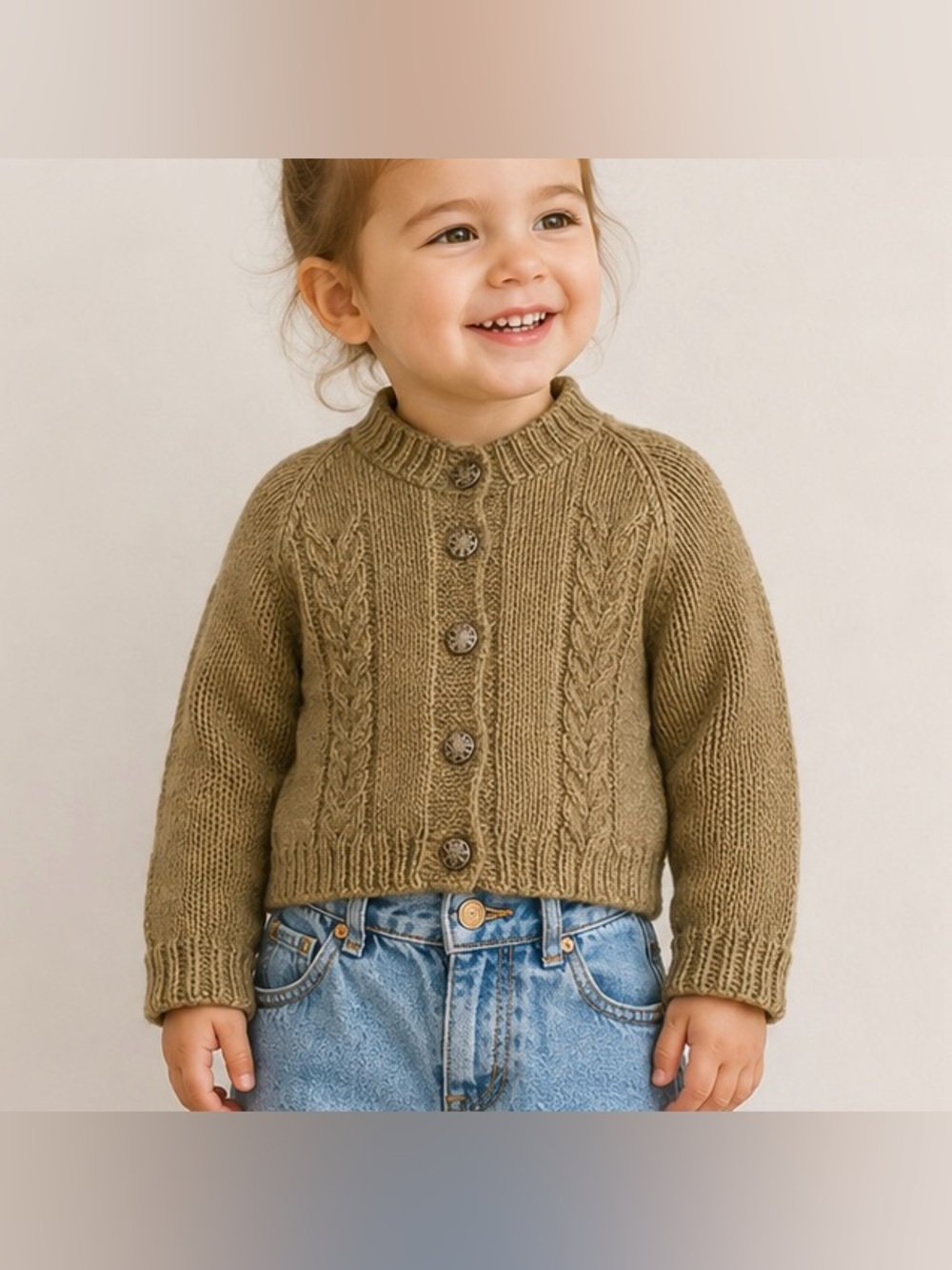 Vintage 1982 Handmade Knit Unisex Kids Button Up Cardigan Size 3T
